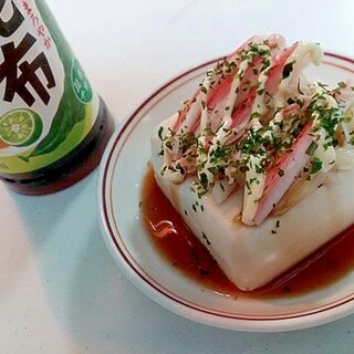 白菜漬けとかにかまと青のりの冷奴